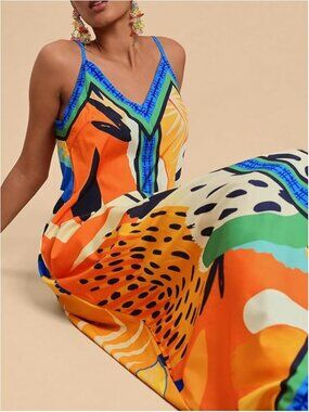 Tropical Boho Print Camisole Maxi Dress - NWOT - M